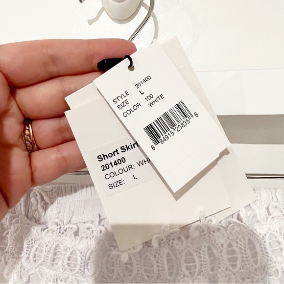 NWT Charo Ruiz Lea guipure lace-trimmed cotton-blend voile mini skirt size Large - Picture 10 of 11